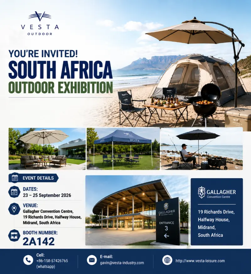 VESTA OUTDOOR esittelee innovatiivisia ulkoiluratkaisuja Etelä-Afrikan Kiinan tuotemerkkinäyttelyssä 2026