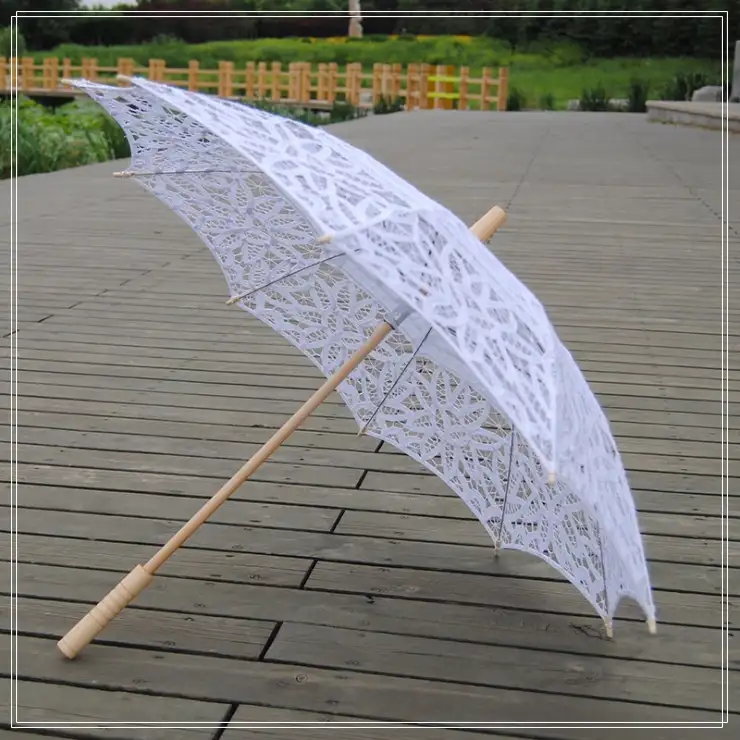 Hand-Tailor White Lace Wedding Umbrella