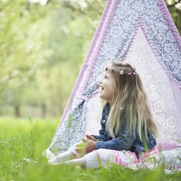 Intialainen Wigwam-tyylinen puuvillapainatusteltta lapsille